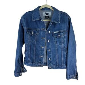 Star Blue Original Vintage Denim Jacket Sz L Classic Western Grunge Jean Trucker